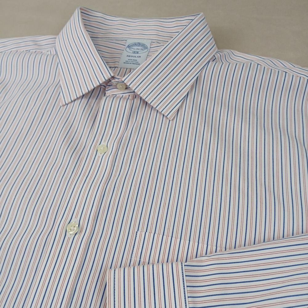 Brooks Brothers 17.5 XXL 34/35 Mens Shirt Button Up Long Sleeve FLAW 26x30